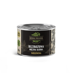 Naturalna bezzbożowa puszka z wołowiną dla psa Dzika Polana 100% Wołowiny 200g